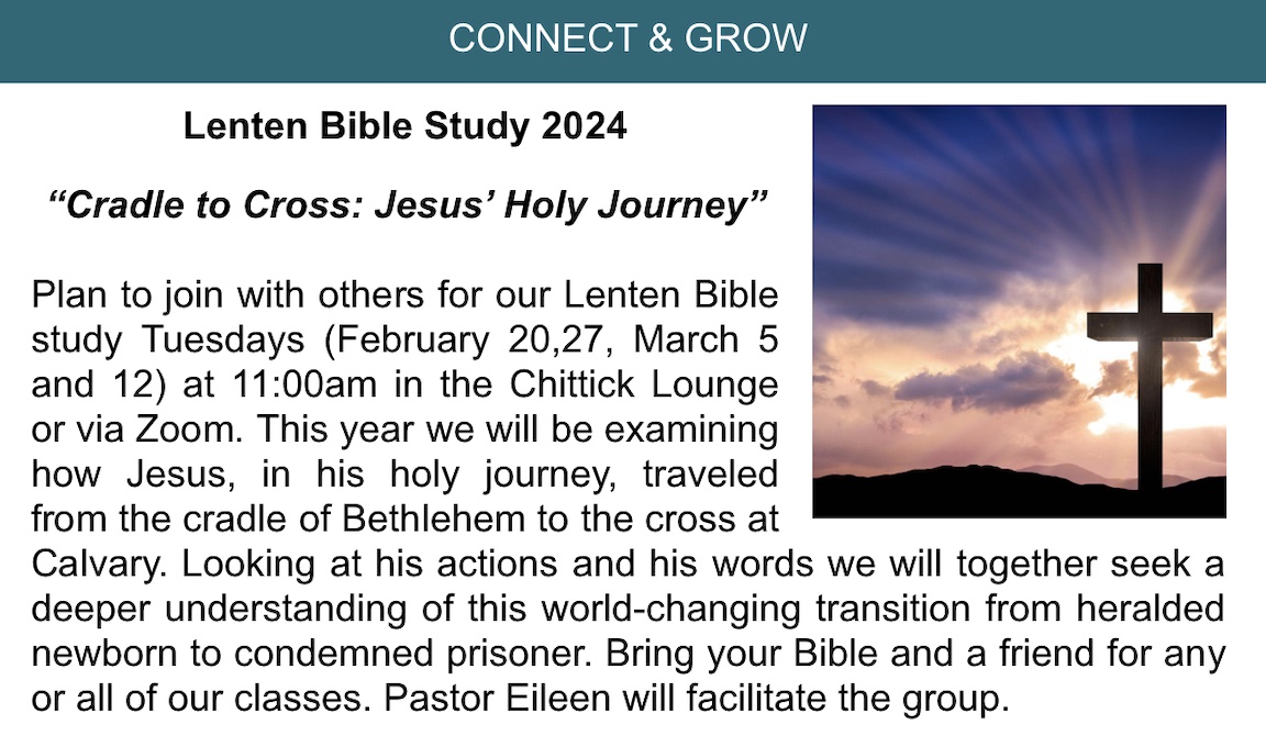 Lenten Bible Study 2024 “Cradle to Cross Jesus’ Holy Journey” Point